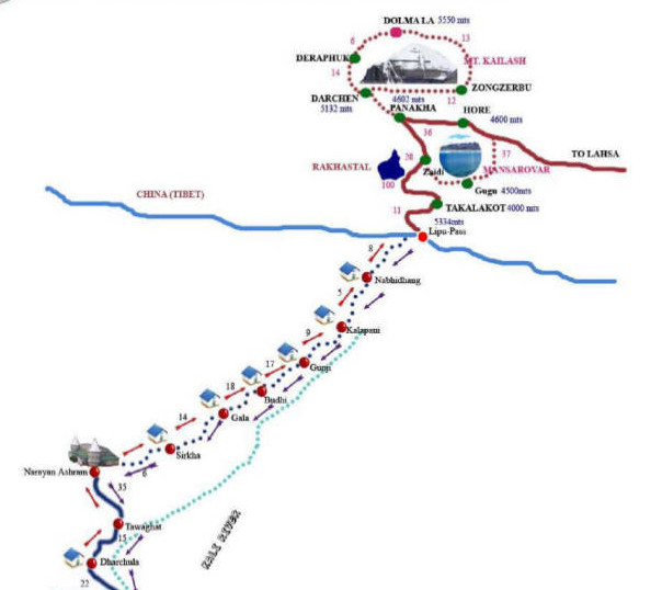 Route map 2014 - Dharchula to Kailash Manas Sarovar