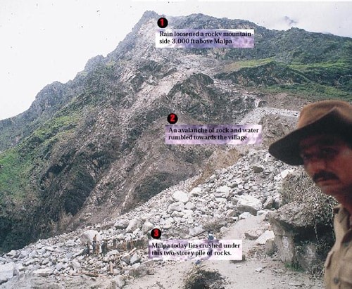 Path of Malpa landslide in 1998